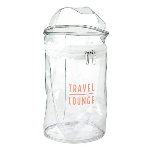 Clear PVC Round White Zippered Toiletry Bag