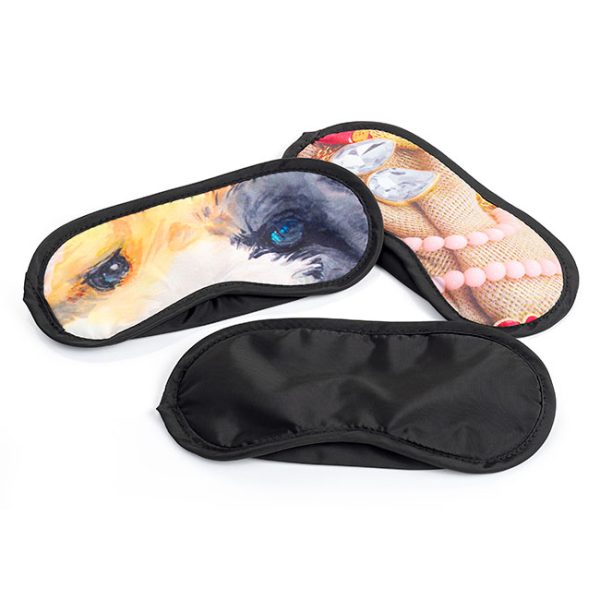 Full Colour Printed RPET Black Sleep Eye Mask